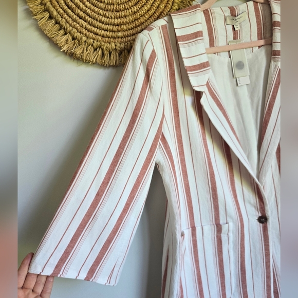 Habitual New Nat Boxy Linen Blend Pink Stripe Oversized Blazer Jacket Size XL - Picture 4 of 10